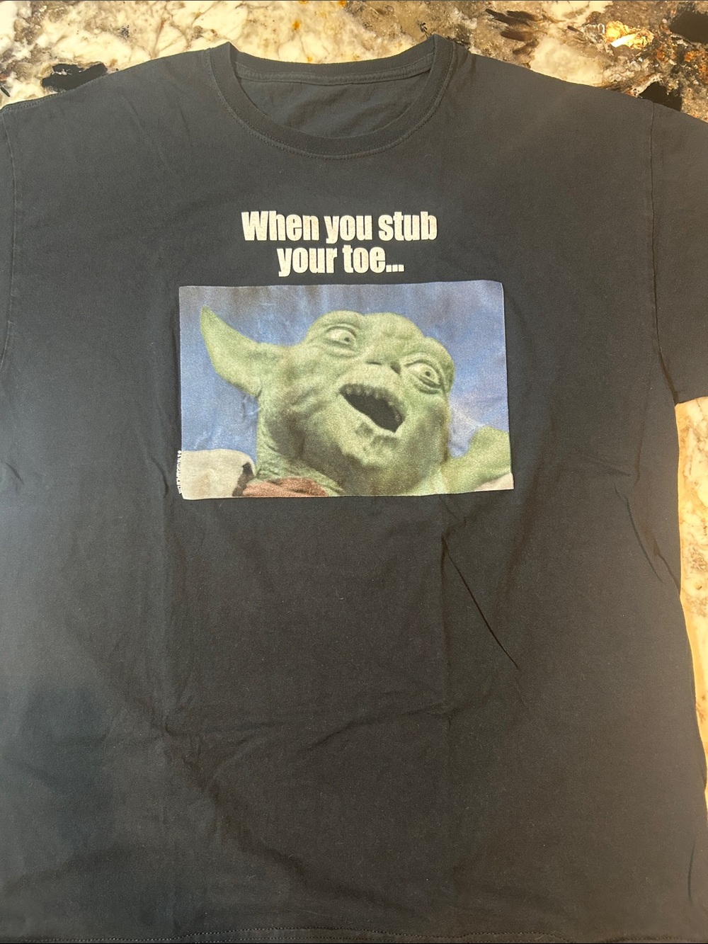 Mens Black Tee with Yoda